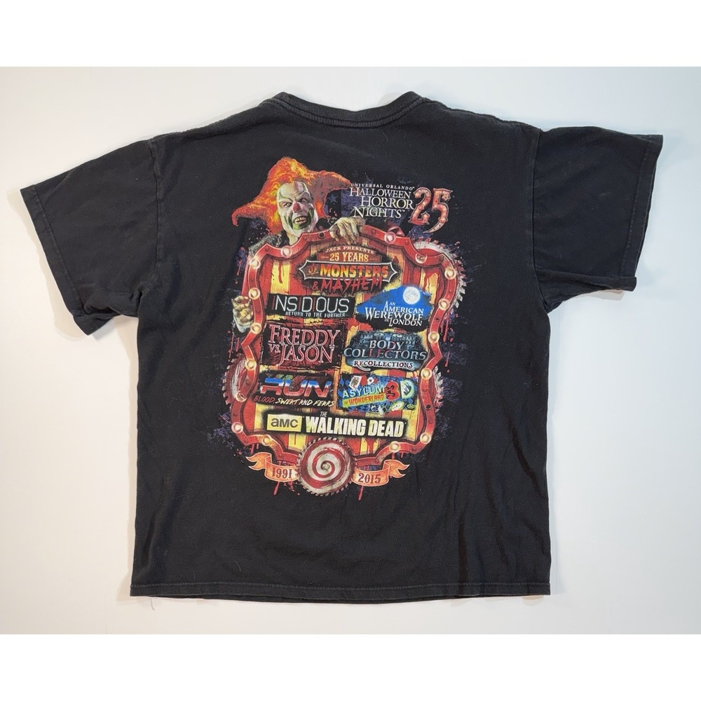 Universal Studios Halloween Horror Nights 25 Tee Monsters Mayhem L